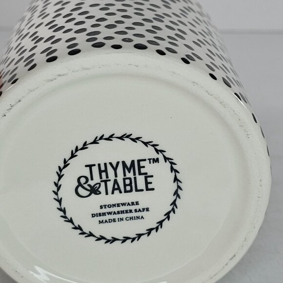 Thyme & Table Polka Dot Stoneware Jar With Lid Dishwasher Safe 5.5" Black & Whit - Picture 5 of 10